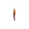 Bodystocking noir entre-jambes ouvert effet guêpière à rayures 